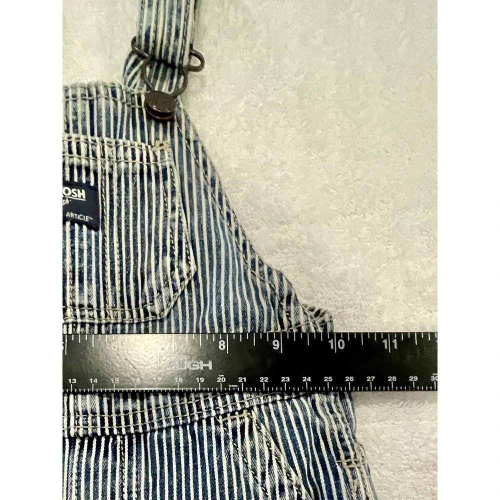 OshKosh B'Gosh 12 M Hickory Stripe Railroad Bib Overalls Toddler Engineer Denim